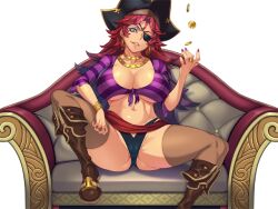 Rule 34 | bal&#039;rana, blue eyes, boots, breasts, coin, hat, huge breasts, legend of queen opala, pirate, pirate hat, red hair, sethxzoe