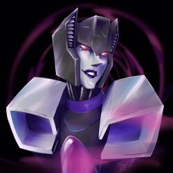 Rule 34 | 1girl, aleksgivanov, colored skin, eyelashes, grey skin, highres, humanoid robot, looking at viewer, metal skin, nose, purple lips, red eyes, robot, simple background, skywarp, solo, thick lips, transformers, transformers: earthspark, upper body