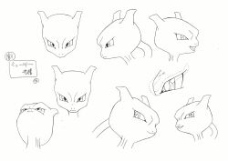 00s character_sheet concept_art creatures_(company) game_freak gen_1_pokemon highres horns legendary_pokemon looking_at_viewer mewtwo monochrome multiple_boys multiple_views nintendo non-web_source official_art open_mouth pokemon pokemon:_the_first_movie_-_mewtwo_strikes_back pokemon_(anime) pokemon_(classic_anime) pokemon_(creature) serious smile translation_request turnaround upper_body white_background