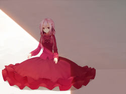 Rule 34 | 10s, 1girl, dress, guilty crown, hair ornament, hairclip, long hair, pink hair, red dress, red eyes, shade, solo, string, string of fate, sunlight, twintails, uttt, yuzuriha inori
