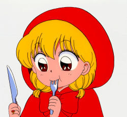 Rule 34 | 1990s (style), akazukin chacha, blonde hair, chacha, closed mouth, hood, tagme