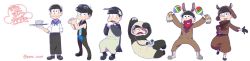 Rule 34 | 10s, 6+boys, animal costume, bad id, bad twitter id, bandana, bowl cut, brothers, character request, cosplay, drinking, eyewear on head, fukuyama jun, gloves, grizzly (shirokuma cafe), grizzly (shirokuma cafe) cosplay), half gloves, heart, heart in mouth, instrument, kamiya hiroshi, llama (shirokuma cafe), llama (shirokuma cafe) (cosplay, llama (shirokuma cafe) (cosplay), long image, male focus, maracas, matsuno choromatsu, matsuno ichimatsu, matsuno jyushimatsu, matsuno karamatsu, matsuno osomatsu, matsuno todomatsu, messy hair, multiple boys, nakamura yuuichi, ono daisuke, osomatsu-kun, osomatsu-san, panda (shirokuma cafe), panda (shirokuma cafe) (cosplay), penguin (shirokuma cafe), penguin (shirokuma cafe) (cosplay), penguin costume, sakurai takahiro, sextuplets, shirokuma (shirokuma cafe), shirokuma (shirokuma cafe) (cosplay), shirokuma cafe, siblings, sleeves past wrists, smile, sunglasses, triangle mouth, twitter username, vest, voice actor connection, wide image