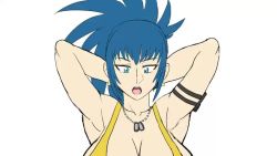 Rule 34 | 1girl, animated, blue hair, bouncing breasts, breasts, censored, crop top, darm engine, exercising, huge breasts, implied sex, large breasts, leona heidern, lowres, ponytail, snk, solo, source request, tagme, tank top, the king of fighters, video
