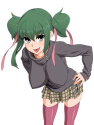 Rule 34 | butakoma 300g, green hair, highres, skirt, smile, sweater, twintails