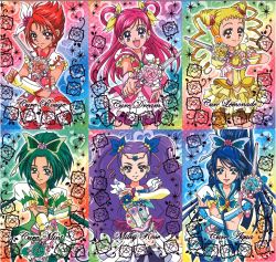 Rule 34 | 00s, 6+girls, absurdres, akimoto komachi, cone hair bun, cure aqua, cure dream, cure lemonade, cure mint, cure rouge, hair bun, highres, kasugano urara (yes! precure 5), magical girl, milk (yes! precure 5), milky rose, mimino kurumi, minazuki karen, multiple girls, natsuki rin, official art, pink shorts, precure, purple shorts, red shorts, shorts, trading card, wide ponytail, yes! precure 5, yes! precure 5 gogo!, yumehara nozomi