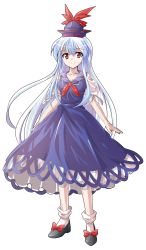 Rule 34 | 1girl, alphes (style), blue hair, dairi, dress, full body, hat, highres, kamishirasawa keine, long hair, looking at viewer, parody, red eyes, smile, solo, style parody, touhou, transparent background