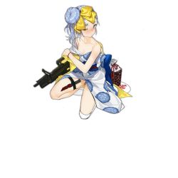 Rule 34 | 1girl, ads (aqua youth) (girls&#039; frontline), ads (girls&#039; frontline), ads amphibious rifle, assault rifle, blue eyes, blue hair, blue kimono, blush, bullpup, caseless firearm, closed mouth, combat knife, dual-medium assault rifle, full body, girls&#039; frontline, gradient kimono, grenade launcher, gun, hair bun, hair ribbon, hand fan, holding, japanese clothes, kbp instrument design bureau, kimono, kneeling, knife, long gun, multiple-barrel firearm, obi, off shoulder, official alternate costume, official art, on one knee, one eye closed, paper fan, prosthesis, prosthetic leg, ribbon, rifle, sandals, sash, side bun, single side bun, solo, symbol-shaped pupils, thigh strap, transparent background, tskib soo, uchiwa, underbarrel grenade launcher, underwater firearm, weapon, weapon bag, white kimono, xiao chichi, yellow ribbon, yukata