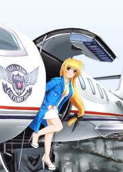 Rule 34 | 00s, 1girl, aircraft, airplane, blonde hair, diesel-turbo, fate testarossa, high heels, long hair, lyrical nanoha, mahou shoujo lyrical nanoha, mahou shoujo lyrical nanoha strikers, mizuki nana, red eyes, voice actor connection, shoes, solo
