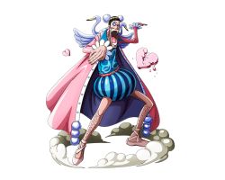 Rule 34 | 1boy, belt, black hair, blue shorts, bon clay, cape, full body, heart, looking at viewer, male focus, one piece, one piece treasure cruise, open mouth, pink cape, short hair, shorts, solo, standing, striped clothes, striped shorts, transparent background, very short hair