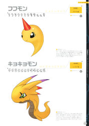 Rule 34 | absurdres, artbook, bandai, digimon, digimon (creature), fufumon, full body, highres, horns, kyokyomon, official art, scan, simple background, single horn, translation request