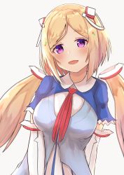 Rule 34 | 1girl, absurdres, aki rosenthal, aki rosenthal (1st costume), blonde hair, blue jacket, blush, bob cut, breasts, commentary request, detached hair, hair ornament, headgear, highres, hololive, jacket, kirin (kirin1023), long hair, low twintails, medium breasts, open mouth, overskirt, parted bangs, pocket, purple eyes, short hair, shrug (clothing), smile, solo, twintails, virtual youtuber