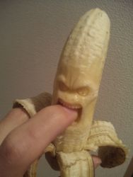 Rule 34 | angry, banana, biting, food, fruit, highres, monster, photo (medium), sculpture, teeth, y yamaden