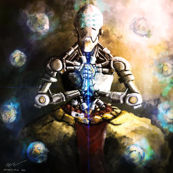 Rule 34 | 10s, 2016, android, artist name, clothed robot, dated, floating, highres, humanoid robot, indian style, lotus position, monk, nicholas wong, no humans, orb, overwatch, overwatch 1, own hands together, robot, signature, sitting, solo, zenyatta (overwatch)