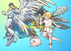 Rule 34 | angel, angel boy, angemon, blonde hair, blue eyes, digimon, digimon (creature), evolutionary line, feathers, highres, tokomon, wings