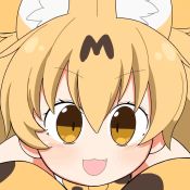 Rule 34 | 1girl, :3, :d, animal ear fluff, animal ears, animated, blonde hair, blush, bow, bowtie, commentary, elbow gloves, extra ears, fang, gloves, hair between eyes, kemono friends, looking at viewer, open mouth, pouncing, print bow, print gloves, print neckwear, print skirt, serval (kemono friends), serval print, shirt, simple background, skirt, smile, tareme, taro (tontaro), traditional bowtie, video, white background, white shirt, yellow eyes