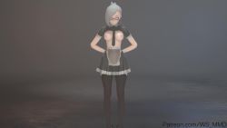 Rule 34 | 1girl, 3d, animated, audible music, blue eyes, breasts, breasts out, dancing, functionally nude, highres, medium breasts, mikumikudance (medium), music video, nipples, rwby, solo, sound, video, white hair, winter schnee