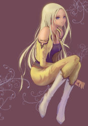 Rule 34 | 1990s (style), 1girl, alice iris, blonde hair, blue eyes, boots, celes chere, detached sleeves, female focus, final fantasy, final fantasy vi, full body, jewelry, long hair, necklace, solo, vest