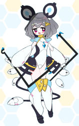 Rule 34 | 1girl, adapted costume, animal ears, bob cut, breasts, cable, cable tail, capelet, cheese hair ornament, crystal, detached sleeves, dotaku (wran8845), dowsing rod, food-themed hair ornament, grey hair, grey skirt, hair ornament, jewelry, jitome, mecha musume, mechanical parts, mechanical tail, mechanization, mouse (computer), mouse ears, mouse girl, mouse tail, nazrin, open mouth, pendant, red eyes, short hair, skirt, small breasts, solo, tail, teeth, thighs, touhou, upper teeth only, white background
