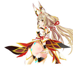 Rule 34 | 1girl, animal ears, ass, cat ears, cat girl, highres, leotard, long hair, nia (blade) (xenoblade), nia (xenoblade), spoilers, tim (a9243190a), twintails, white background, xenoblade chronicles (series), xenoblade chronicles 2, yellow eyes