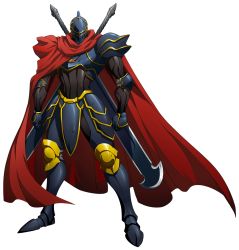 Rule 34 | 1boy, ainz ooal gown, armor, full body, highres, langrisser, langrisser mobile, momon (overlord), official art, overlord (maruyama), simple background, solo, standing, sword, weapon