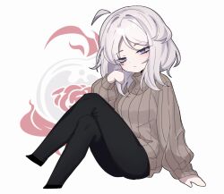 Rule 34 | 1girl, black pants, blue eyes, chibi, faust (project moon), highres, limbus company, looking at viewer, medium hair, pants, project moon, solo, sweater, vvernerluniq, white hair