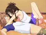 Rule 34 | 1boy, 1girl, animated, armpits, artist request, barefoot, blush, brother and sister, brown eyes, brown hair, censored, cum, cum on body, cum on upper body, ejaculation, feet, footjob, hetero, humiliation, hybrid animation, incest, licking lips, long hair, lying, mosaic censoring, on floor, open mouth, parted lips, penis, pervert, siblings, sound, to love-ru, toes, tongue, tongue out, video, yuuki mikan, yuuki rito