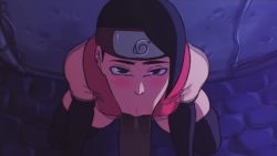 Rule 34 | 1boy, 1girl, age difference, animated, ass, ass shake, bare shoulders, black eyes, black hair, blush, boruto: naruto next generations, clothed female nude male, crop top, curvy, d-art, dark-skinned male, dark skin, deepthroat, elbow gloves, fellatio, gagging, gloves, hetero, highres, huge ass, interracial, irrumatio, jiggle, kassioppiava, konohagakure symbol, moaning, music, naruto (series), night, nude, oral, penis, pov, short hair, sound, thick thighs, thighhighs, thighs, uchiha sarada, uchiha symbol, uncensored, video, wide hips