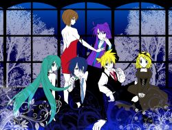 Rule 34 | 3boys, 3girls, brother and sister, flat color, hatsune miku, kagamine len, kagamine rin, kaito (vocaloid), kamui gakupo, meiko (vocaloid), multiple boys, multiple girls, siblings, twins, vocaloid, wallpaper