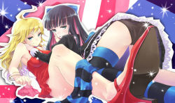 Rule 34 | 10s, 2girls, hand on another&#039;s cheek, hand on another&#039;s face, hyuuga azuri, incest, multiple girls, panties, panty &amp; stocking with garterbelt, panty (psg), siblings, sisters, stocking (psg), striped clothes, striped legwear, striped thighhighs, thighhighs, underwear, yuri