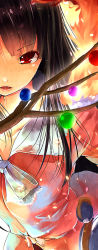 Rule 34 | 1girl, black hair, branch, collarbone, female focus, hime cut, houraisan kaguya, jeweled branch of hourai, long hair, long image, open mouth, red eyes, solo, tall image, touhou, yae (mono110)