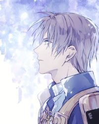 Rule 34 | 1boy, blue eyes, brown hair, buttons, collar, from side, heshikiri hasebe, kasa77322, looking to the side, male focus, parted lips, short hair, sidelocks, solo, touken ranbu, upper body