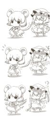 Rule 34 | !?, 2girls, :&gt;, :3, animal ears, bad id, bad pixiv id, chibi, comic, eiri (eirri), female focus, flandre scarlet, greyscale, highres, monochrome, mouse ears, mouse tail, multiple girls, multiple tails, nazrin, o o, remilia scarlet, respawn, silent comic, tail, touhou