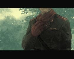 Rule 34 | artist request, gloves, head out of frame, male focus, metal gear (series), metal gear solid 3: snake eater, military, military uniform, red gloves, revolver ocelot, solo, uniform