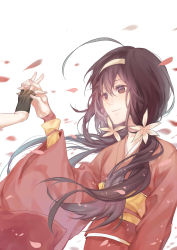 Rule 34 | 10s, 1girl, absurdres, black hair, bungou stray dogs, cherry blossoms, flower, gui mi, hair flower, hair ornament, highres, izumi kyouka (bungou stray dogs), japanese clothes, kimono, long hair, low twintails, petals, solo focus, twintails