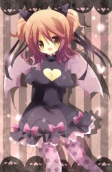 Rule 34 | 1girl, alternate costume, bow, breasts, brown eyes, cheria barnes, cleavage, cleavage cutout, clothing cutout, heart cutout, open mouth, red hair, solo, tales of (series), tales of graces, thighhighs, wings