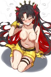 Rule 34 | 1girl, absurdres, blush, breasts, closed eyes, ebora, fate/grand order, fate (series), gloves, highres, ishtar (fate), large breasts, long hair, multicolored hair, nipples, parted bangs, space ishtar (fate), space ishtar (first ascension) (fate), space ishtar (second ascension) (fate), twintails, two-tone hair, vest, yellow footwear, yellow gloves, yellow vest