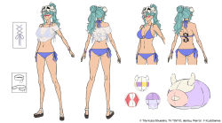 Rule 34 | 1girl, back tattoo, bikini, bleach, bleach: brave souls, bracelet, breasts, cleavage, faceless, faceless female, facial mark, green hair, highres, jewelry, large breasts, long hair, navel, nelliel tu odelschwanck, official art, ponytail, see-through, swimsuit, tagme, tattoo