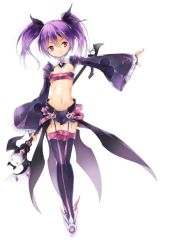 Rule 34 | 1girl, aisha landar, bad id, bad pixiv id, bandeau, boots, elsword, flat chest, full body, miniskirt, purple eyes, purple footwear, purple hair, purple thighhighs, short hair, skirt, solo, staff, standing, thigh boots, thighhighs, twintails, vilor, void princess (elsword), white background