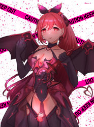 Rule 34 | breasts, demon girl, demon horns, demon tail, demon wings, highres, horns, io (princess connect!), large breasts, magical girl, ponytail, princess connect!, red eyes, red hair, tail, wings