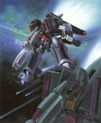 Rule 34 | 1980s (style), artist request, beam rifle, box art, cable, concept art, crater, energy gun, fleet, ga-zowmn, gundam, gundam zz, in orbit, machinery, mecha, mobile suit, moon, neo zeon, no humans, official art, oldschool, painting (medium), promotional art, retro artstyle, robot, scan, science fiction, space, spacecraft, star (symbol), starfighter, starry background, thrusters, traditional media, transformation, weapon