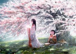 Rule 34 | 10s, 2girls, :3, :d, :q, black hair, blush, cherry blossoms, eating, food, grass, hat, japanese clothes, kaguya-hime no monogatari, kaguya hime, kimono, layered clothes, layered kimono, light rays, long hair, me no warawa, mochi, mole, multiple girls, open mouth, profile, shirakaba, sitting, smile, spring (season), straw hat, sunlight, tongue, tongue out, tree, wagashi, wide sleeves