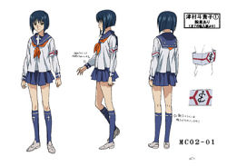Rule 34 | 00s, blue hair, busou renkin, lowres, scar, school uniform, serafuku, sketch, tsumura tokiko