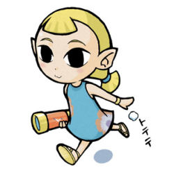 Rule 34 | artist request, aryll, black eyes, blonde hair, holding, holding telescope, lowres, md5 mismatch, nintendo, pointy ears, resolution mismatch, sandals, solo, source larger, telescope, the legend of zelda, the legend of zelda: the wind waker