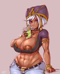 Rule 34 | 10s, 1girl, 2015, abs, armlet, bad id, bad pixiv id, bangle, belt, bendy straw, bob cut, bracelet, breasts, cameo, casual, character doll, choker, cia (hyrule warriors), cleavage, contemporary, covered erect nipples, crop top, cup, curvy, dark-skinned female, dark areolae, dark nipples, dark skin, denim, disposable cup, drink, drinking, drinking straw, facial mark, female pubic hair, glint, hat, highleg, highleg panties, highres, holding, holding cup, huge breasts, hyrule warriors, jeans, jewelry, large areolae, link, lips, lipstick, looking at viewer, lowleg, lowleg pants, makeup, midriff, muscular, muscular female, nail polish, navel, nintendo, nipple slip, nipples, no bra, panties, pants, pendant, pink background, pubic hair, pubic hair peek, purple eyes, randomboobguy, red nails, short hair, short sleeves, signature, simple background, skindentation, solo, sweat, swept bangs, the legend of zelda, thong, toned, toon link, torn clothes, underwear, when you see it, white hair, wide hips