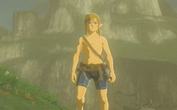 Rule 34 | 1boy, abs, animated, animated gif, blonde hair, grass, link, male focus, mountain, muscular, nature, nintendo, outdoors, topless male, shorts, skinny, solo, the legend of zelda, the legend of zelda: breath of the wild