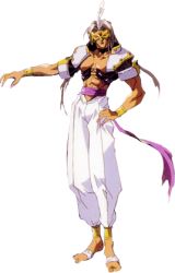 Rule 34 | 1990s (style), arabian clothes, belt, bracelet, fatal fury, fingernails, hauer, jewelry, leaf, long hair, lowres, male focus, mask, official art, oobari masami, retro artstyle, silver hair, snk, tan, toes