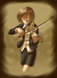Rule 34 | brown hair, hair ornament, hairpin, instrument, original, short hair, solo, terumii, violin
