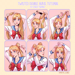 Rule 34 | 1girl, absurdres, bishoujo senshi sailor moon, blue eyes, bow, brushing hair, character name, commentary, double bun, earrings, english commentary, english text, hair bun, hair tie in mouth, highres, how to, jewelry, kath lobo, long sleeves, mouth hold, multiple views, parted bangs, red bow, sailor collar, school uniform, serafuku, smile, stud earrings, tsukino usagi, twintails, twitter username, tying hair