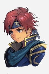 Rule 34 | 1boy, armor, blue eyes, cape, fire emblem, fire emblem: the binding blade, headband, hungry clicker, male focus, nintendo, pauldrons, portrait, red hair, roy (fire emblem), shoulder armor, simple background, solo, white background