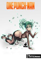 Rule 34 | 1girl, absurdres, ass, breasts, choker, curly hair, earrings, female focus, full body, green eyes, green hair, heart, high heels, highres, jewelry, linkartoon, looking at viewer, matching hair/eyes, one-punch man, psychic, short hair, simple background, small breasts, solo, tatsumaki, telekinesis, toes, twintails, underwear, whale tail (clothing)